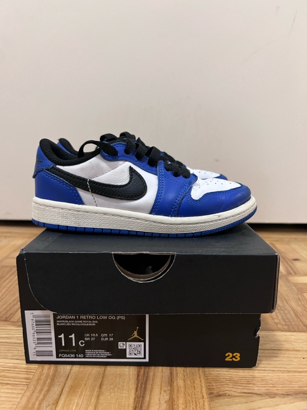 Nike Kids Jordan 1 Retro Low OG White/Blue/Black